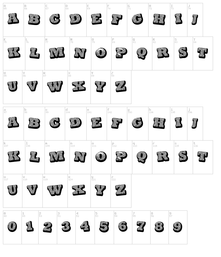 Black spiral font map